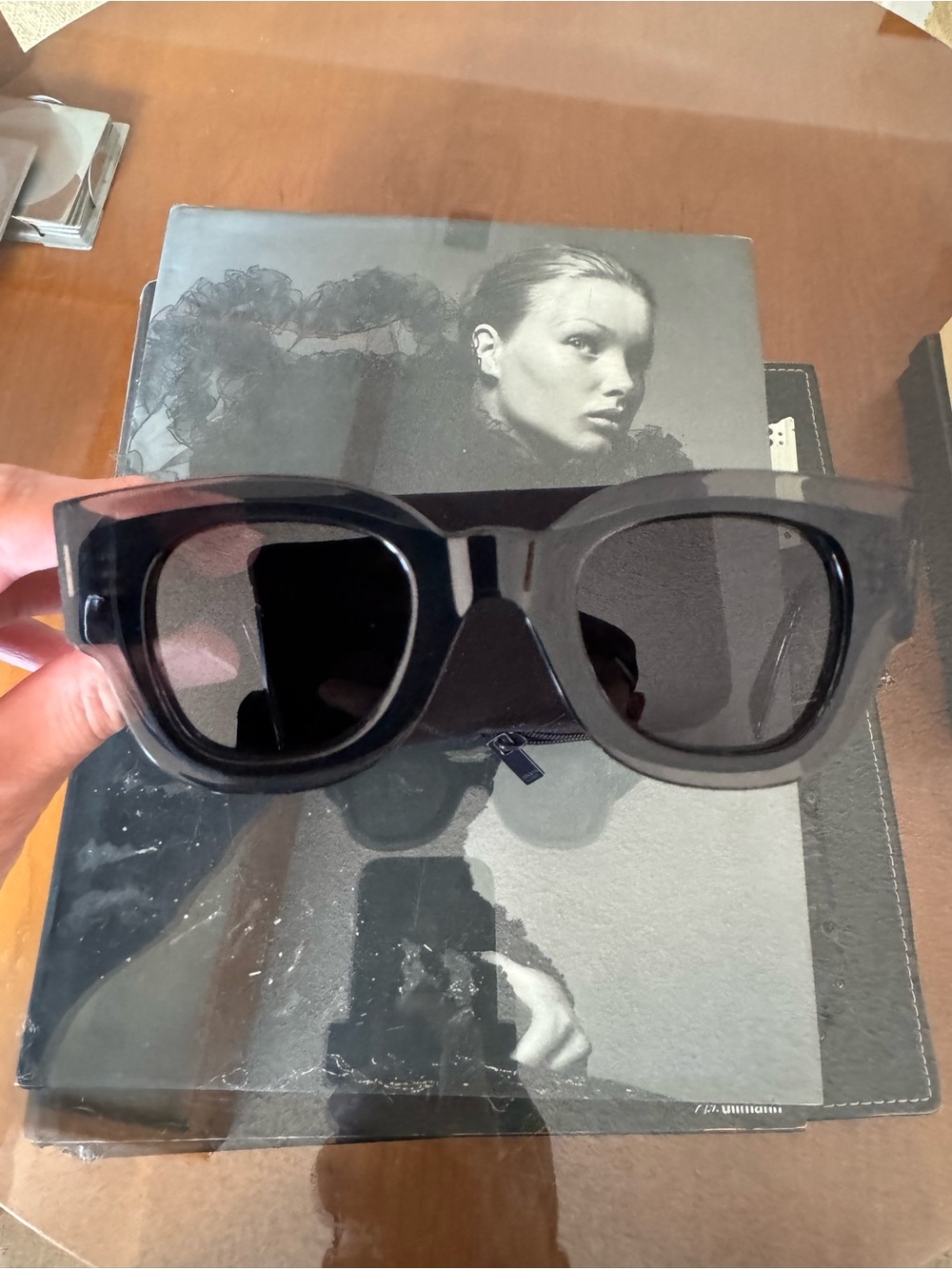 Celine Zoe CL41446 S Chunky Square Sunglasses in Translucent Charcoal Black - Picture 2 of 9